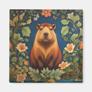 Elegant Capybara William Morris Inspired  Magnet
