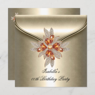 Elegant Caramel Beige Amber Birthday Party Invitation
