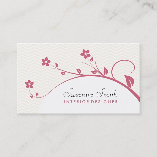 Elegant card with red flowers and chevrón (Front)