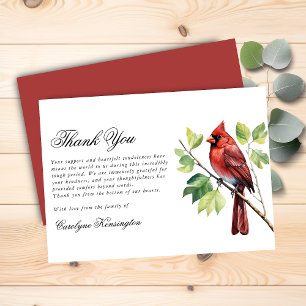 Elegant Cardinal Funeral Memorial Thank You Card