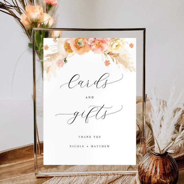 Elegant Cards and Gifts Peach Floral Wedding Sign (Creator Uploaded)