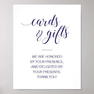 Elegant Cards & Gifts Table Navy Blue Wedding Sign