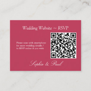 Elegant Carmine Magenta QR Code Site Web Carte RSV