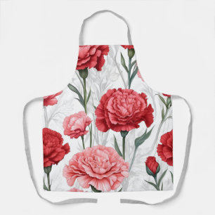 Elegant Carnation Flower Pattern Apron