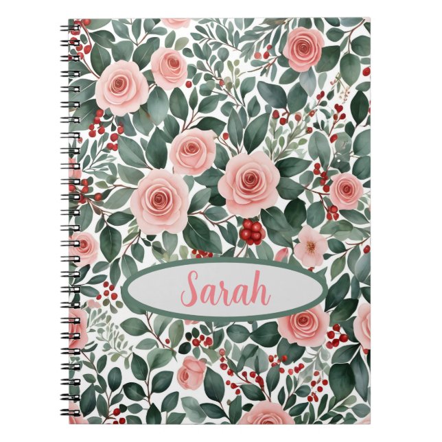 Elégant Carnet Aquarelle rose Roses (Devant)