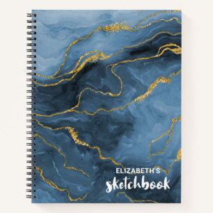 Élégant Carnet de bord bleu du monogramme