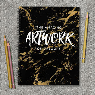 Élégant Carnet de carnet de notes en marbre noir