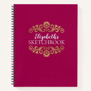 Élégant Carnet de carnet de notes rose chaud Monog