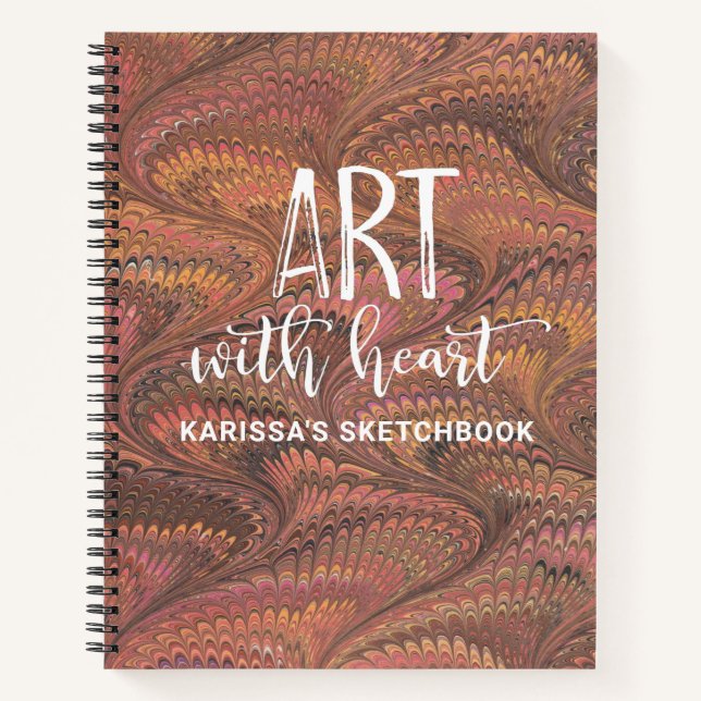 Elégant carnet de croquis artiste de monogramme de (Devant)