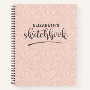 Elégant carnet de croquis en dentelle rose avec Ca
