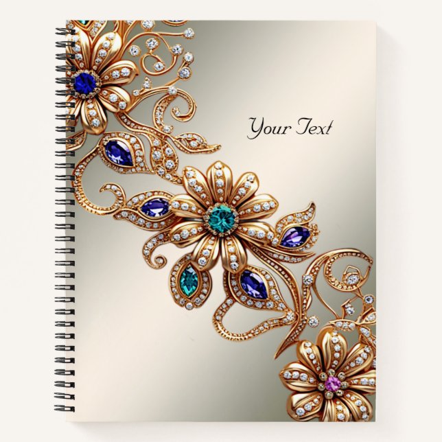 Elégant Carnet de fleurs de bijoux en or (Devant)