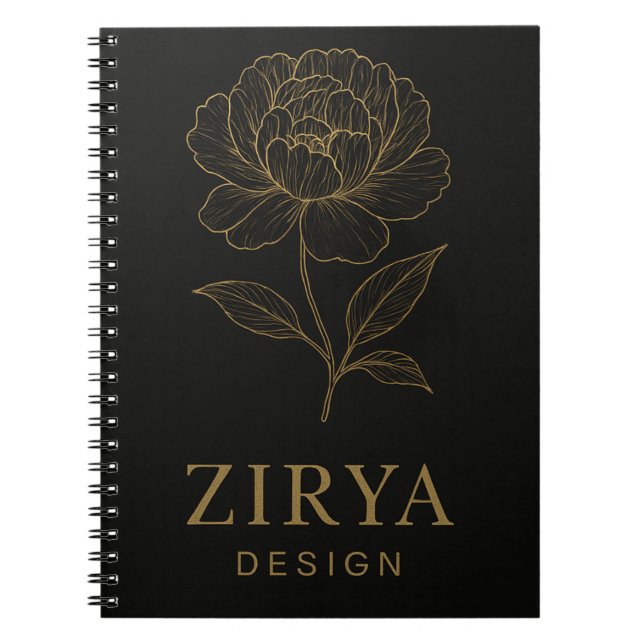 Elégant Carnet de fleurs dorées par Zirya Design (Devant)