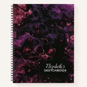 Elégant carnet de notes en marbre violet noir Mono
