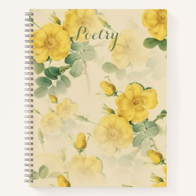 Elégant Carnet de Poésie Fleurs Jaunes (Devant)