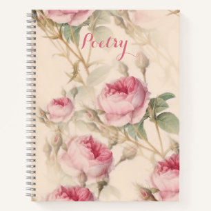 Élégant carnet de poésie rose roses