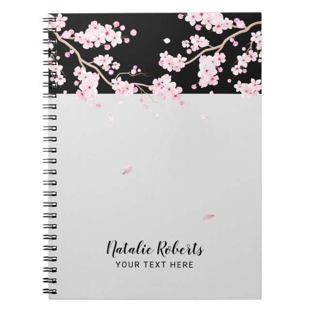 Élégant Carnet floral de fleurs de cerisier (Devant)
