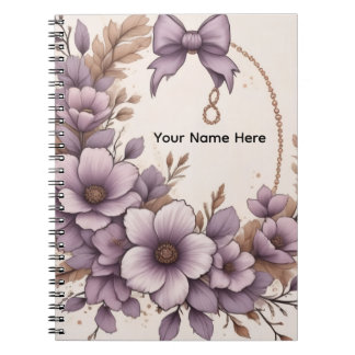 Élégant Carnet Floral Lavande à Nœud Papillon Pers