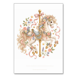 Elegant Carousel Horse French Fairytale Table Number