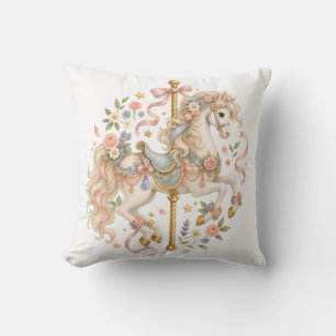 Elegant Carousel Horse French Fairytale Throw Pillow
