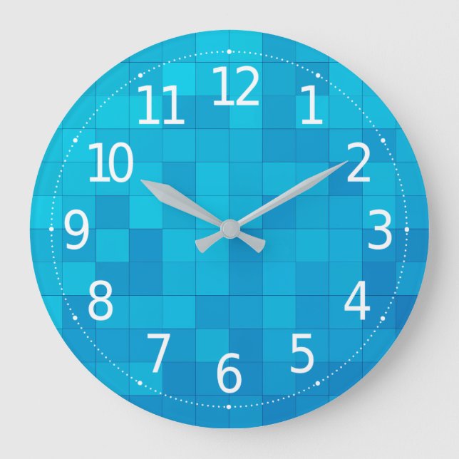 Élégant Carré bleu moderne | Horloge murale (Recto)