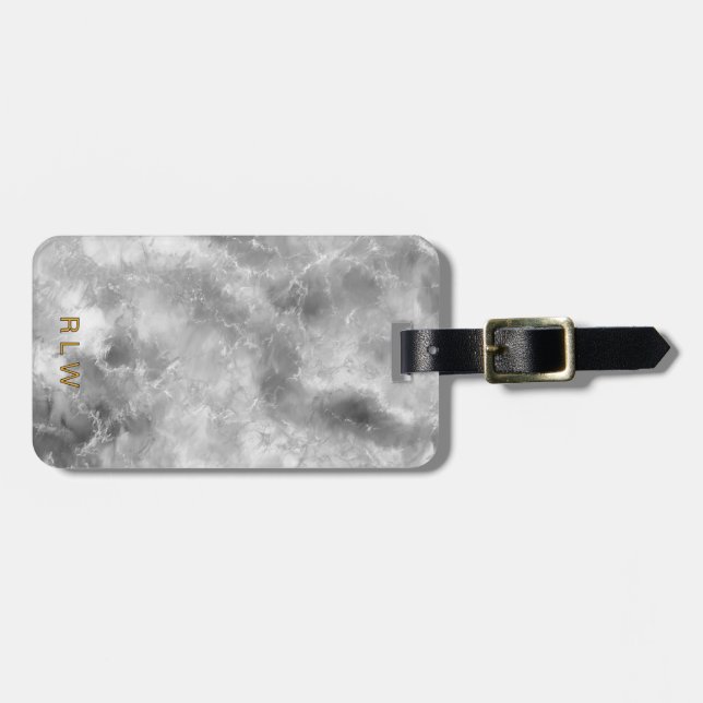 Elegant Carrera White Black Marble Pattern Luggage Tag (Front Horizontal)