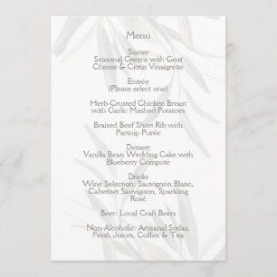 Élégant Carte de Menu Botanique Vert Sauge
