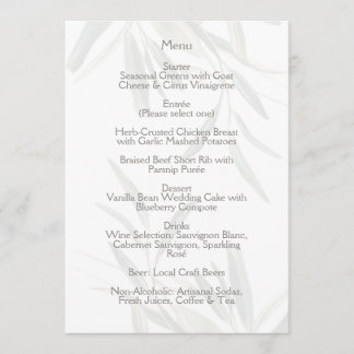 Élégant Carte de Menu Botanique Vert Sauge