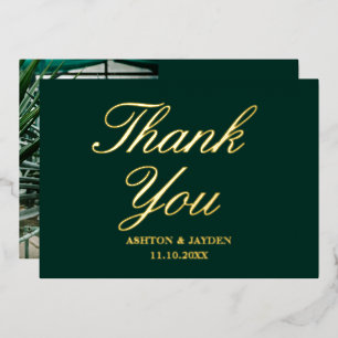 Élégant Carte de Remerciement de Mariage Vert Émer
