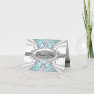Élégant Carte de remerciements bleu diamant