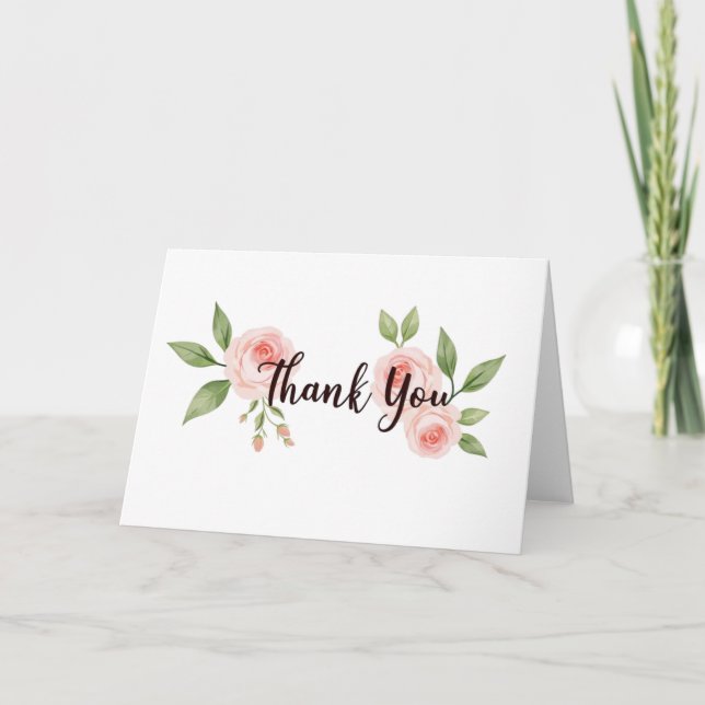 Elégant Carte de remerciements d'aquarelle florale (Devant)