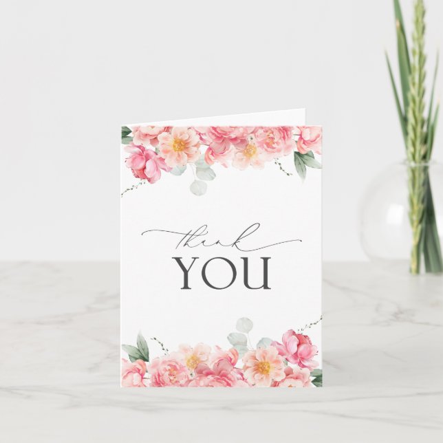 Elégant Carte de remerciements d'aquarelle rose (Devant)