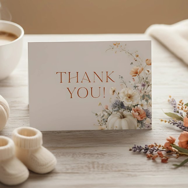 Élégant Carte de remerciements de Baby shower Citr (Pumpkin baby shower thank you card)