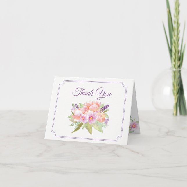 Élégant Carte de remerciements de bouquet floral (Devant)