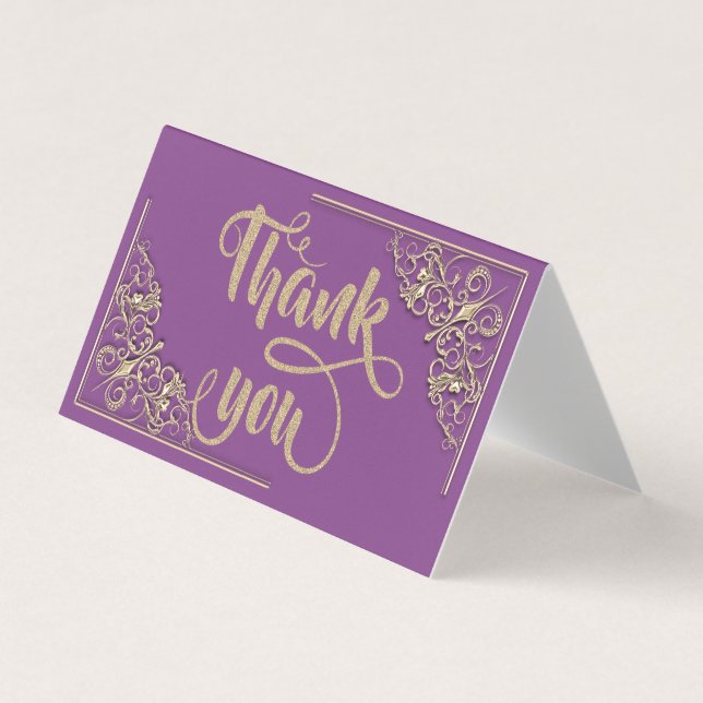 Élégant Carte de remerciements de brillance or élé (Devant)