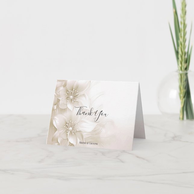 Elégant Carte de remerciements de fleurs blanches  (Devant)