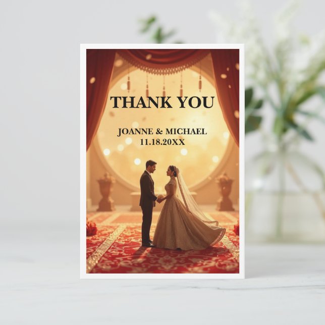 Elégant Carte de remerciements de mariage - Blush  (Debout devant)