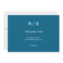 Élégant Carte de remerciements de Monogramme Bleu