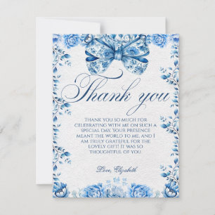 Élégant Carte de remerciements de script de Bow Fl