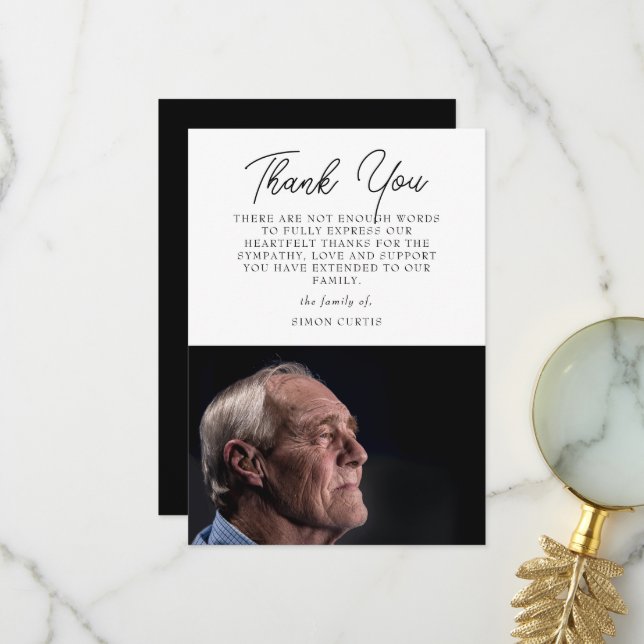 Élégant Carte de remerciements de script de Sympat (Devant/Arrière en situation)