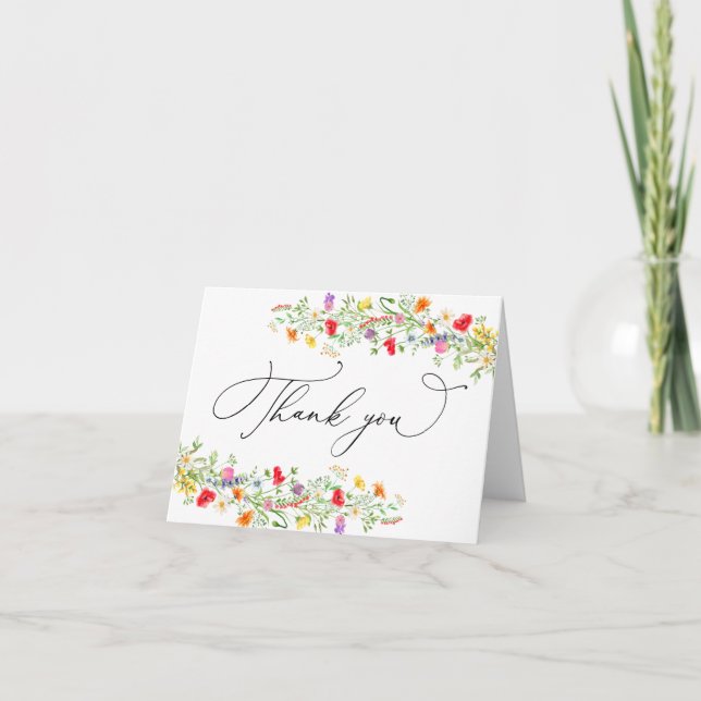 Élégant carte de remerciements fleur sauvage (Devant)