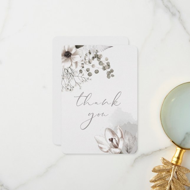 Élégant Carte de remerciements Floral (Devant/Arrière en situation)