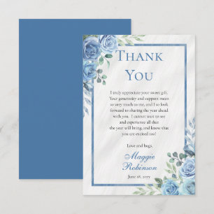 Élégant Carte de remerciements Floral Bleu