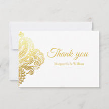 Élégant carte de remerciements floral or