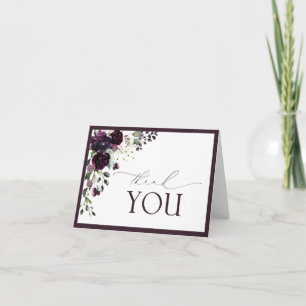 Élégant Carte de remerciements floral pourpre de p
