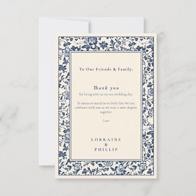 Élégant Carte de remerciements Mariage botanique (Devant)