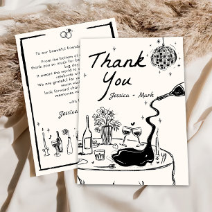 Élégant Carte de remerciements Mariage Disco