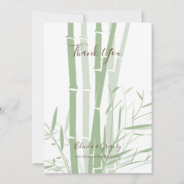 Élégant Carte de remerciements Mariage en bambou o (Dos)