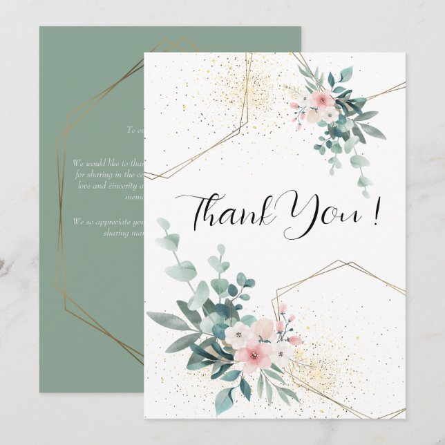 Élégant Carte de remerciements Mariage Eucalyptus (Devant / Derrière)