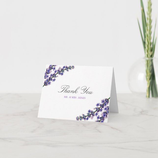 Élégant Carte de remerciements Mariage Lavender (Devant)