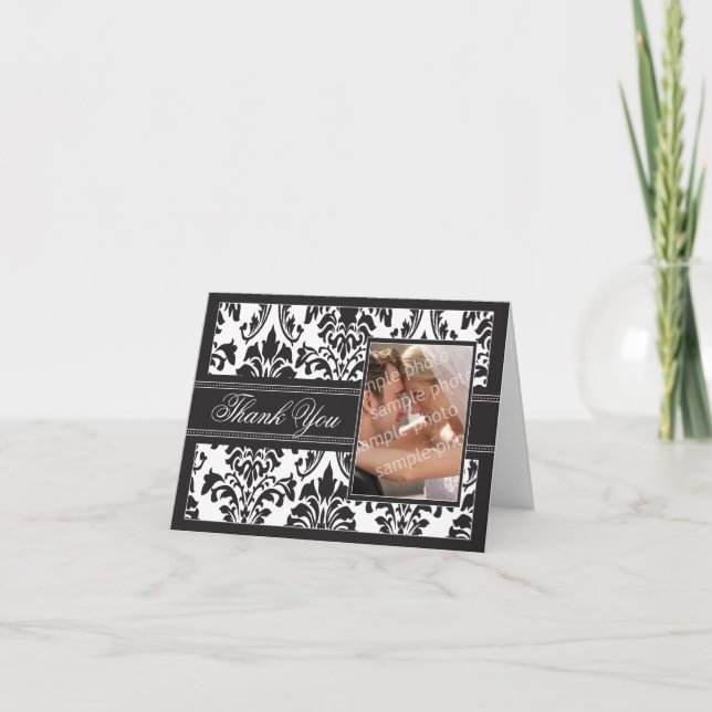 Elégant Carte de remerciements personnalisé Damask (Devant)